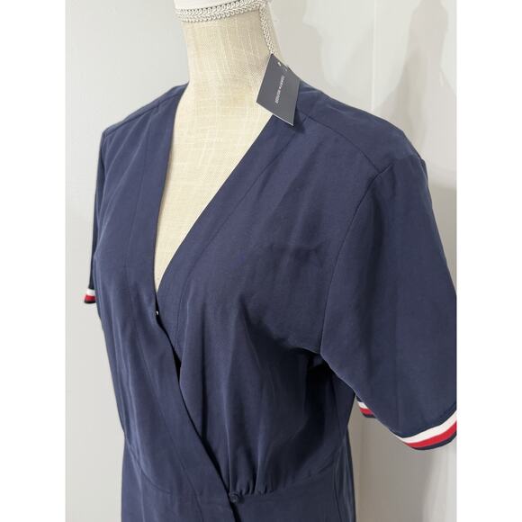 NEW Tommy Hilfiger Blue White & Red Short-Sleeve Sailor Surplice Dress Size XL - Picture 3 of 4